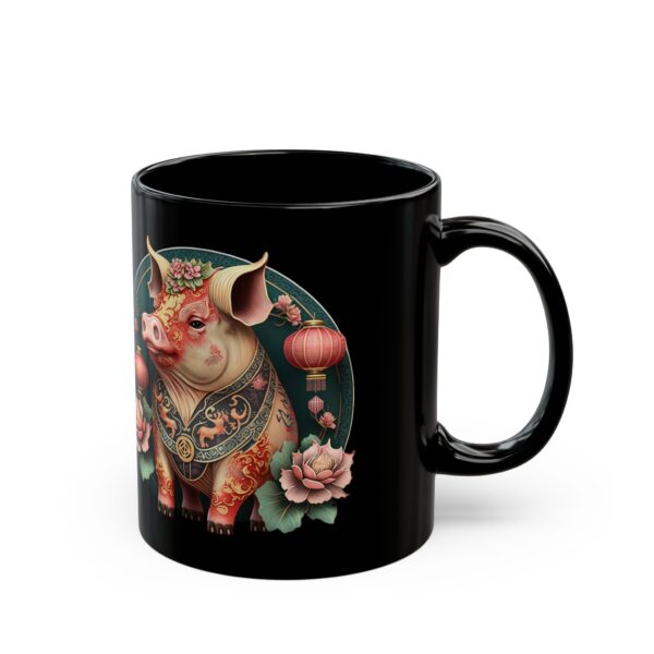 Black Aries Pig Mug - Image 3