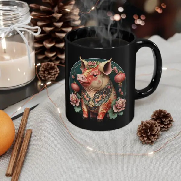 Black Capricorn Pig Mug - Image 5