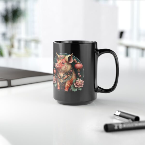 Black Leo Pig Mug - Image 6