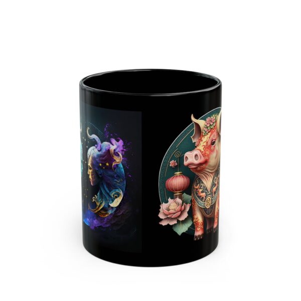 Black Gemini Pig Mug - Image 2